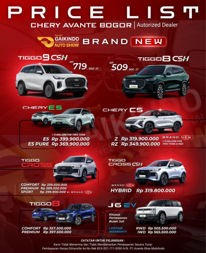 Pricelist Harga Chery ciomas 2025